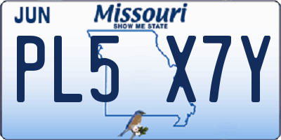 MO license plate PL5X7Y