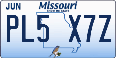 MO license plate PL5X7Z