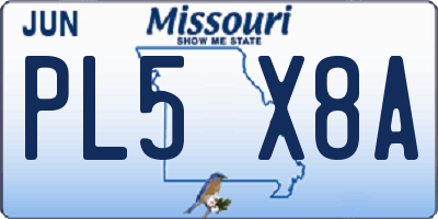 MO license plate PL5X8A
