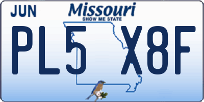 MO license plate PL5X8F