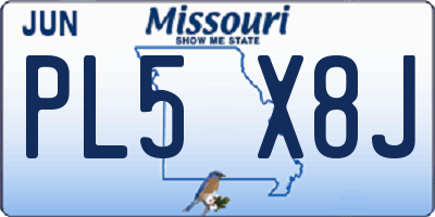 MO license plate PL5X8J