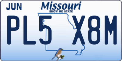 MO license plate PL5X8M