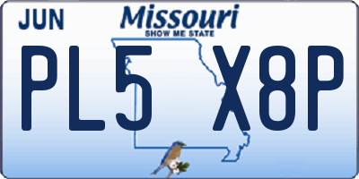 MO license plate PL5X8P