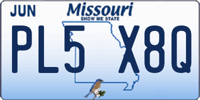 MO license plate PL5X8Q