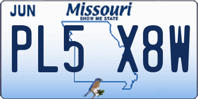MO license plate PL5X8W
