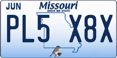 MO license plate PL5X8X