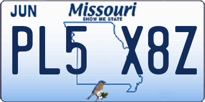 MO license plate PL5X8Z