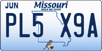 MO license plate PL5X9A