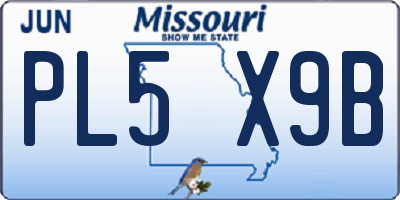 MO license plate PL5X9B