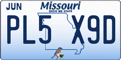 MO license plate PL5X9D