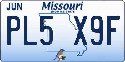 MO license plate PL5X9F