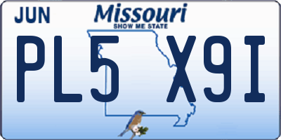 MO license plate PL5X9I