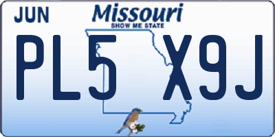 MO license plate PL5X9J