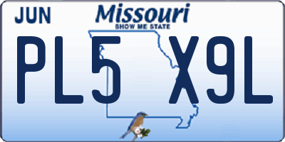 MO license plate PL5X9L