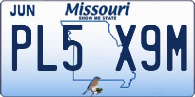 MO license plate PL5X9M