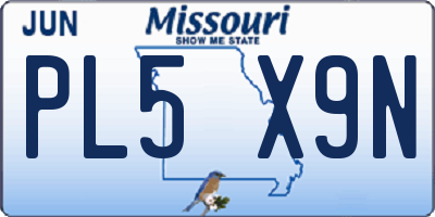 MO license plate PL5X9N