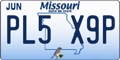 MO license plate PL5X9P