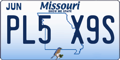 MO license plate PL5X9S