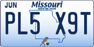MO license plate PL5X9T