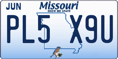 MO license plate PL5X9U