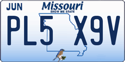 MO license plate PL5X9V