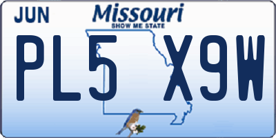 MO license plate PL5X9W