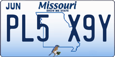 MO license plate PL5X9Y