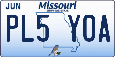 MO license plate PL5Y0A