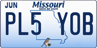 MO license plate PL5Y0B