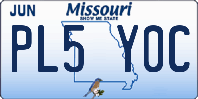 MO license plate PL5Y0C