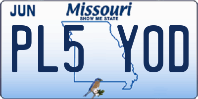 MO license plate PL5Y0D