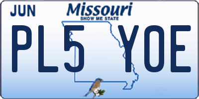 MO license plate PL5Y0E