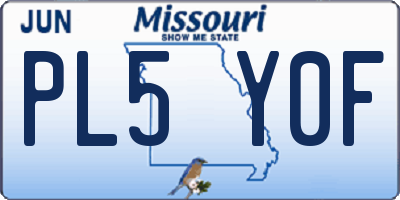 MO license plate PL5Y0F