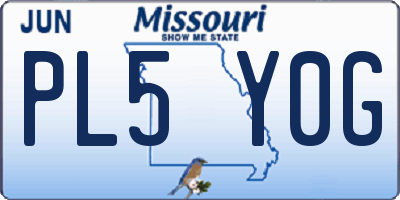 MO license plate PL5Y0G