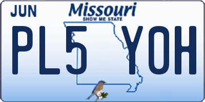 MO license plate PL5Y0H