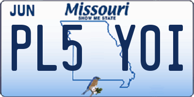 MO license plate PL5Y0I