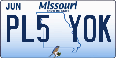 MO license plate PL5Y0K
