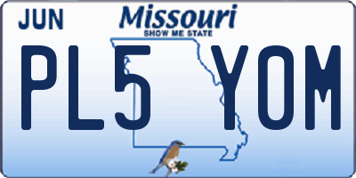 MO license plate PL5Y0M