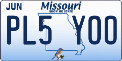 MO license plate PL5Y0O
