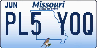 MO license plate PL5Y0Q
