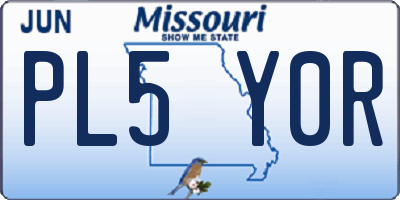 MO license plate PL5Y0R