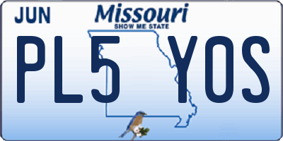 MO license plate PL5Y0S
