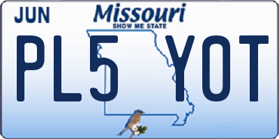 MO license plate PL5Y0T