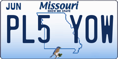 MO license plate PL5Y0W
