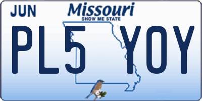 MO license plate PL5Y0Y