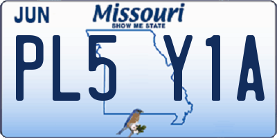 MO license plate PL5Y1A