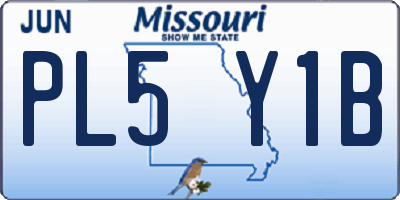 MO license plate PL5Y1B