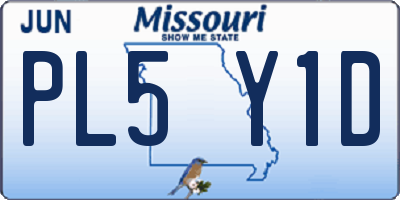 MO license plate PL5Y1D