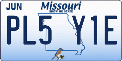 MO license plate PL5Y1E