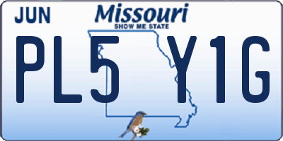 MO license plate PL5Y1G